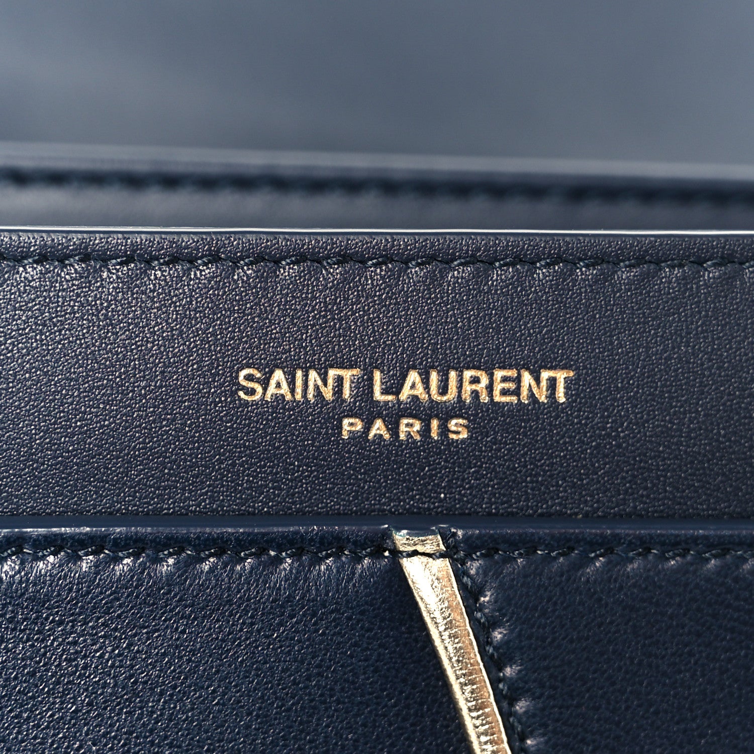 Saint Laurent Lambskin Quilted Le Maillon Satchel Marine 7 of 11