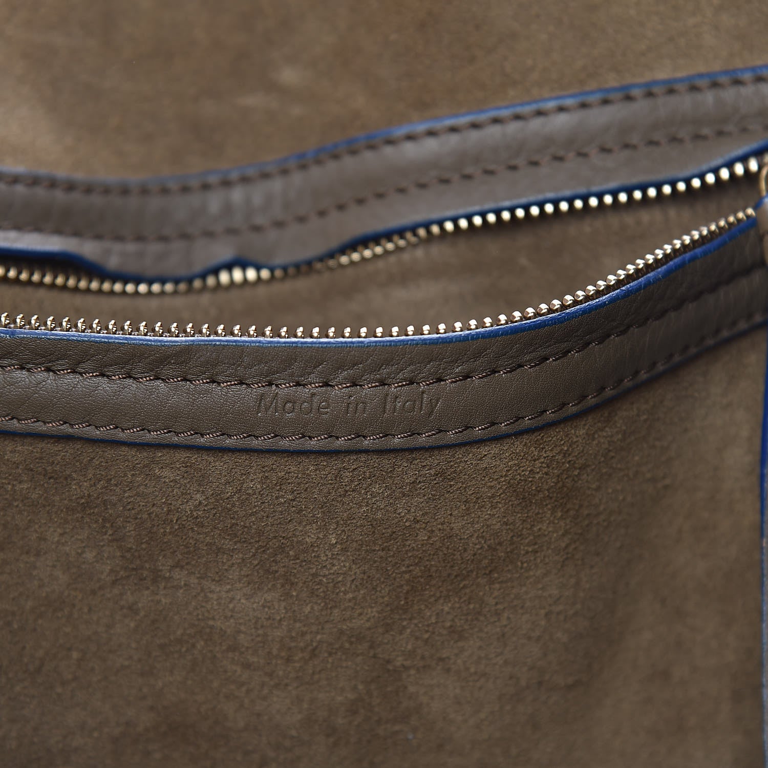 Celine Supple Calfskin Medium Phantom Luggage Khaki Cobalt Trim 7 of 14