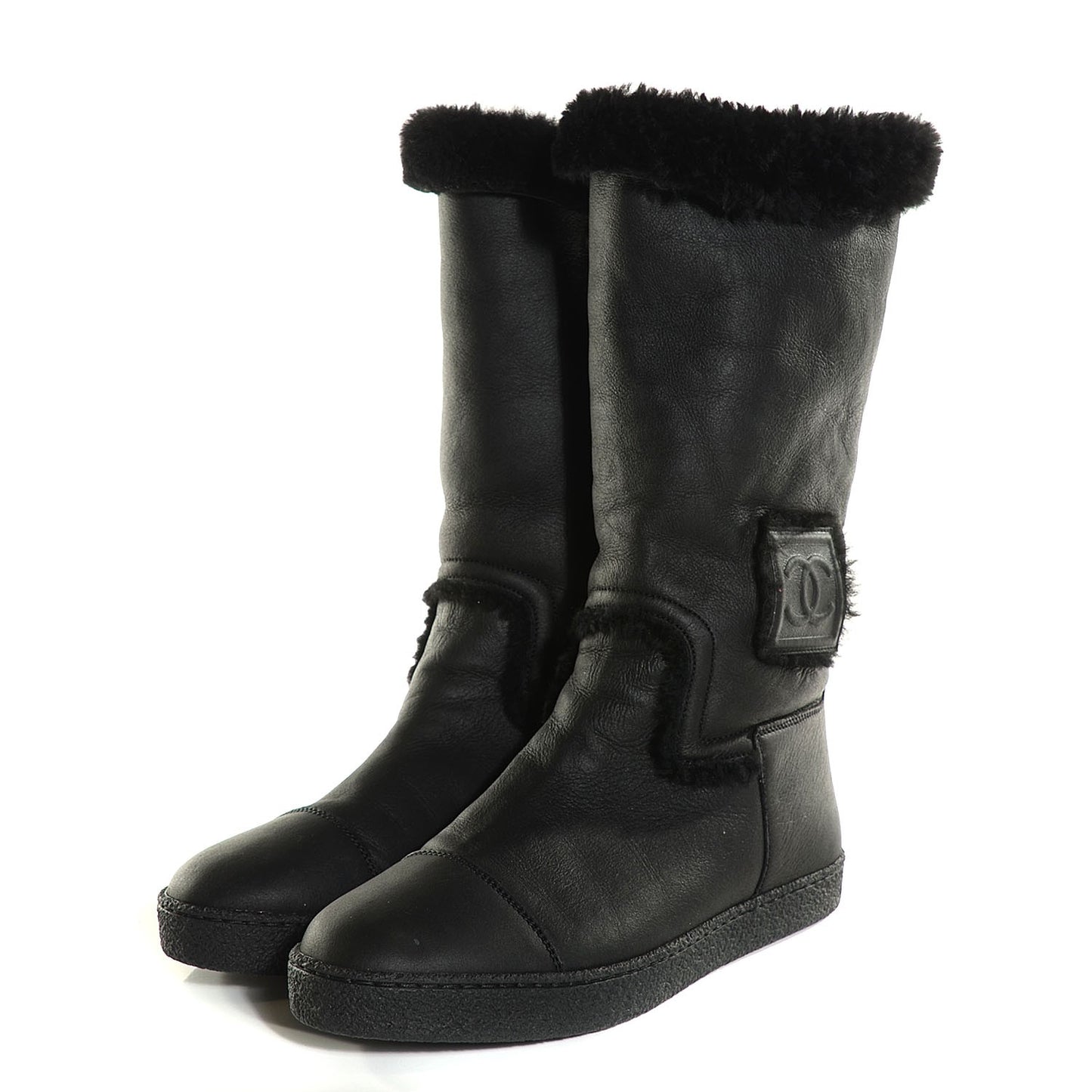 Shearling Short Boots 39 Black