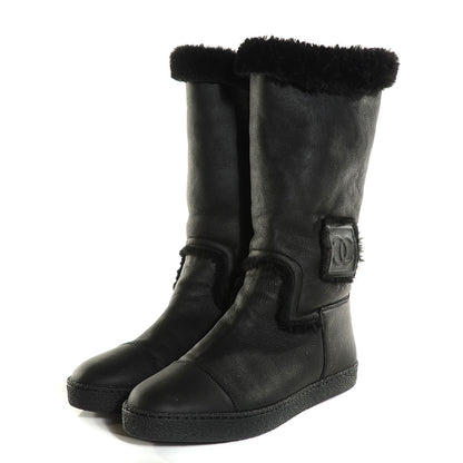 Chanel Shearling Short Boots 39 Black 3 of 7