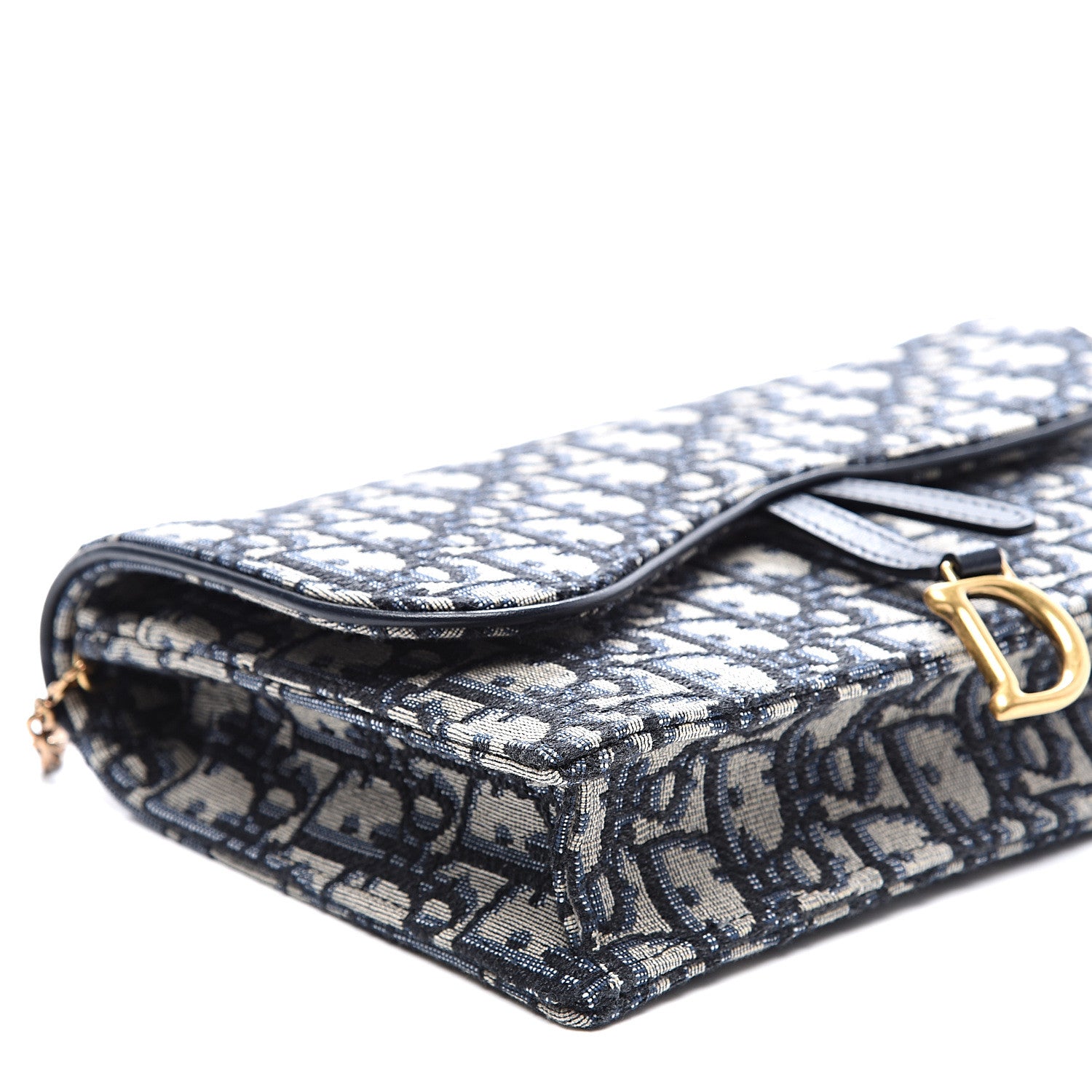 Christian Dior Oblique Saddle Chain Pouch Blue 6 of 9