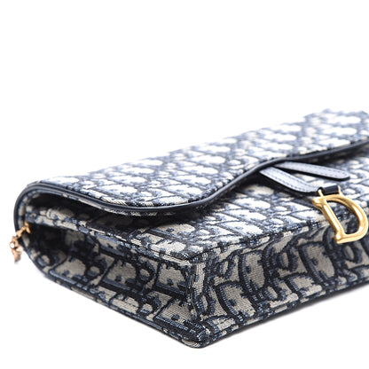 Christian Dior Oblique Saddle Chain Pouch Blue 6 of 9