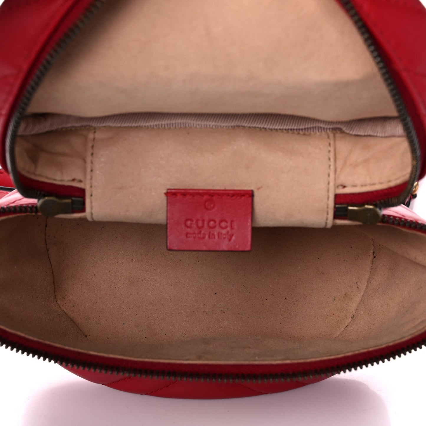 Calfskin Matelasse Mini GG Marmont Round Backpack Hibiscus Red