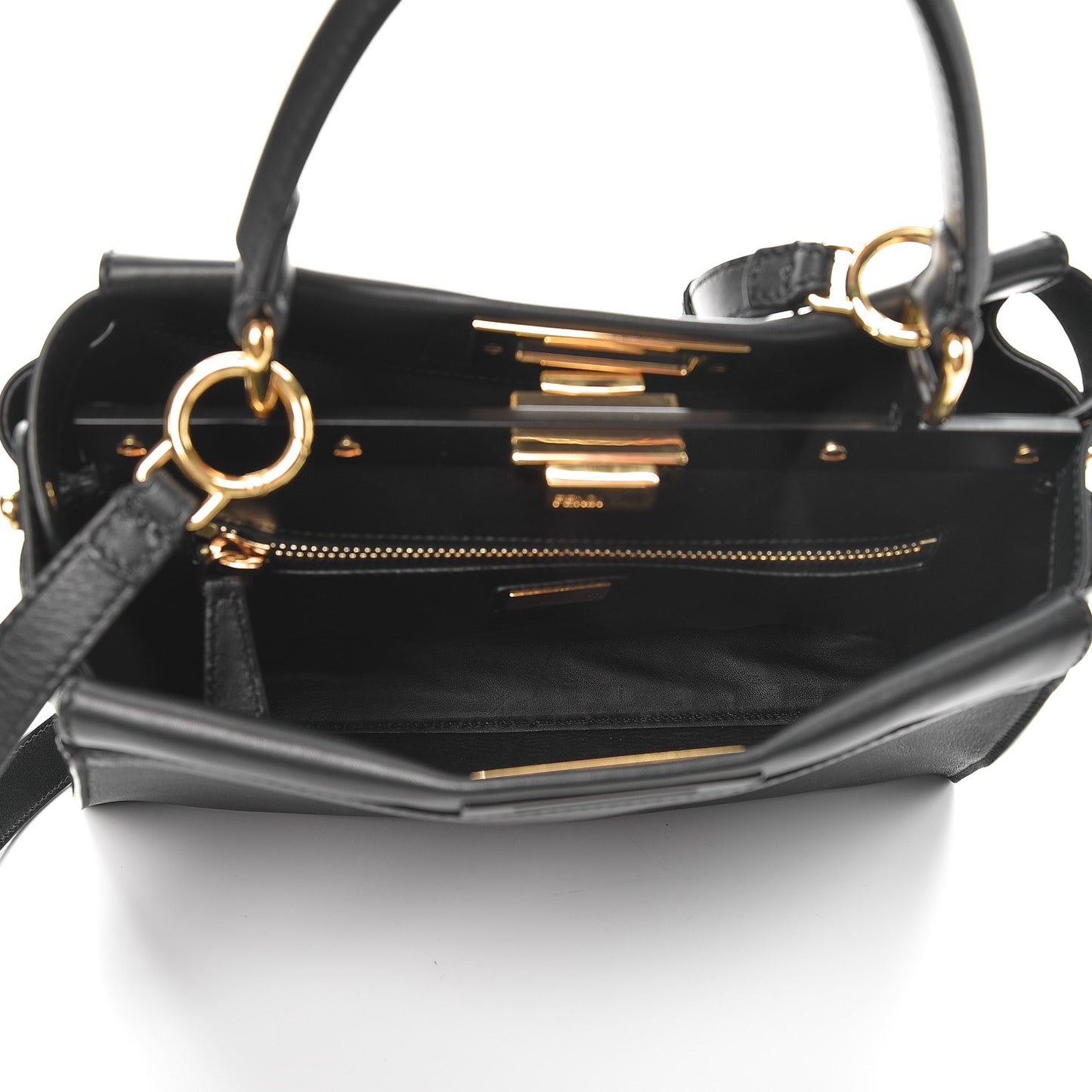 Vitello Seta Shiny Nappa Medium Peekaboo Iconic Satchel Black