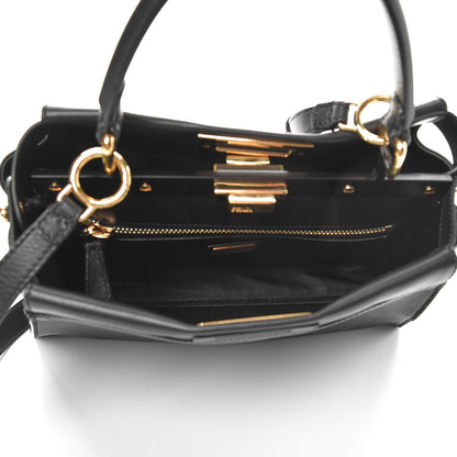 Fendi Vitello Seta Shiny Nappa Medium Peekaboo Iconic Satchel Black 5 of 8