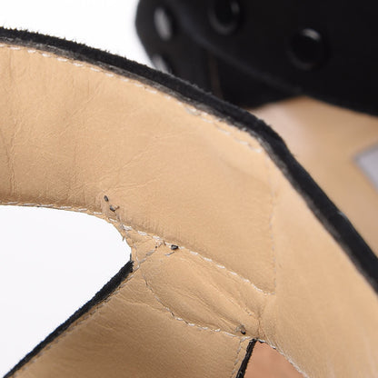 Jimmy Choo Suede Studded Cork Nelly 120 Wedges 37.5 Black 10 of 11