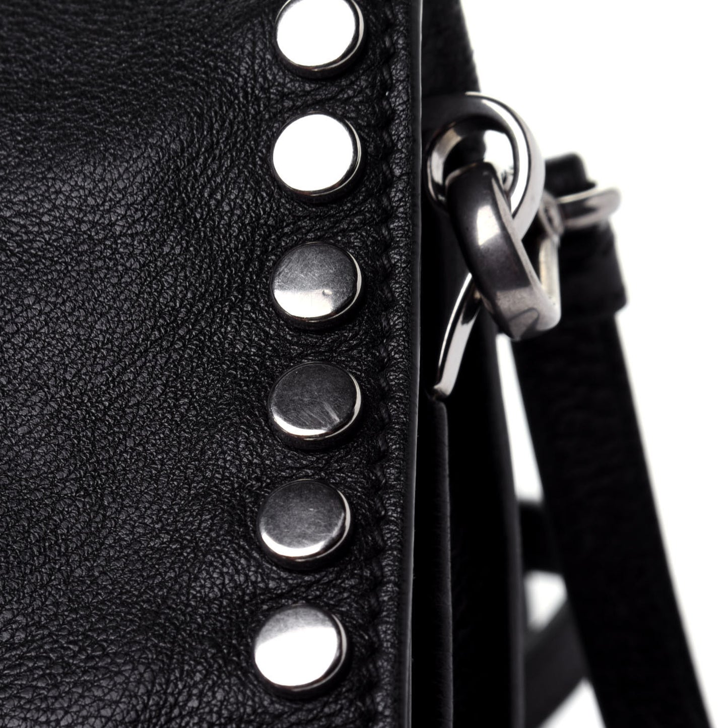 Glace Calfskin Studded Etiquette Flap Black