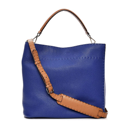 Fendi Cuoio Romano Selleria Tri-color Large Anna Bucket Bag Blue Neon 1 of 11