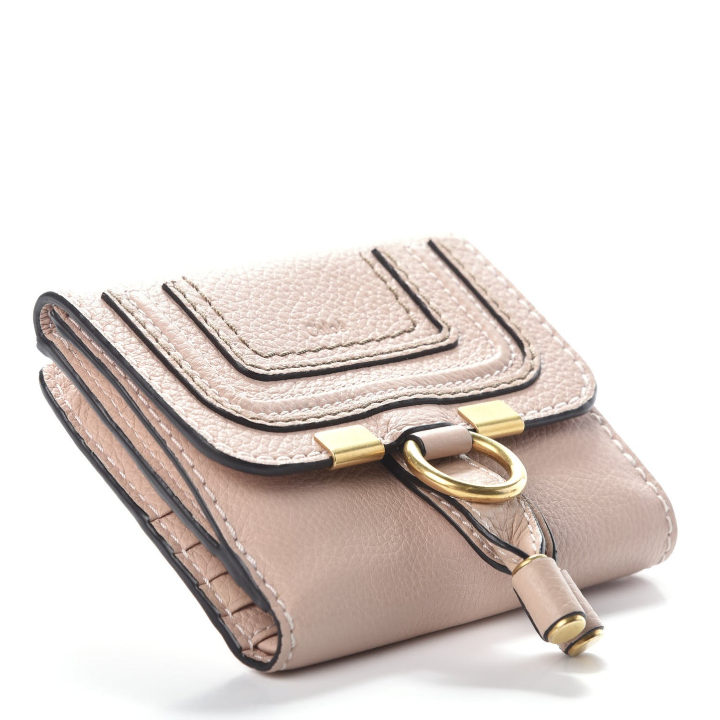 Grained Calfskin Marcie Square Wallet Blush Nude