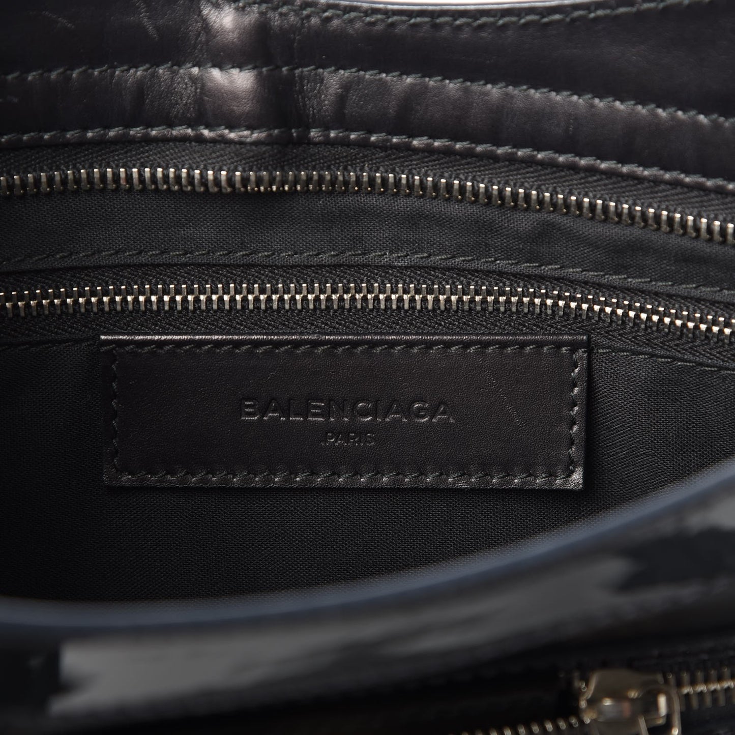Smooth Calfskin Metallic Patent Giant 12 Silver Hardware City Black Gris