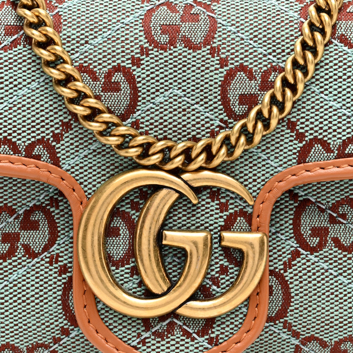 Monogram Multicolor Matelasse Diagonal Super Mini GG Marmont Shoulder Bag Blue Brown