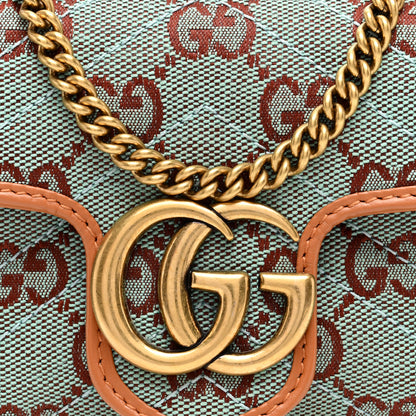Gucci Monogram Multicolor Matelasse Diagonal Super Mini GG Marmont Shoulder Bag Blue Brown 8 of 10