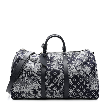 Louis Vuitton Monogram Tapestry Keepall Bandouliere 50 Bleu 1 of 11