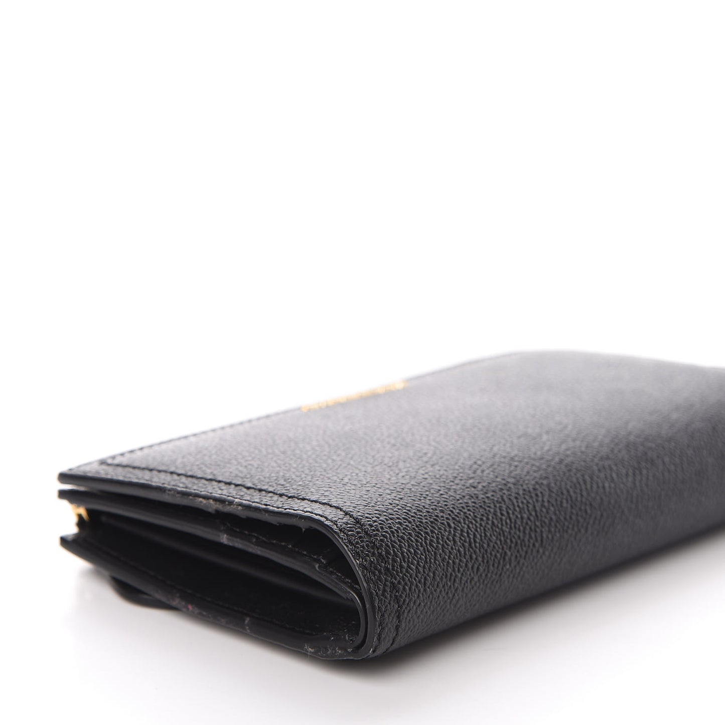 Grained Calfskin Zip Wallet Black