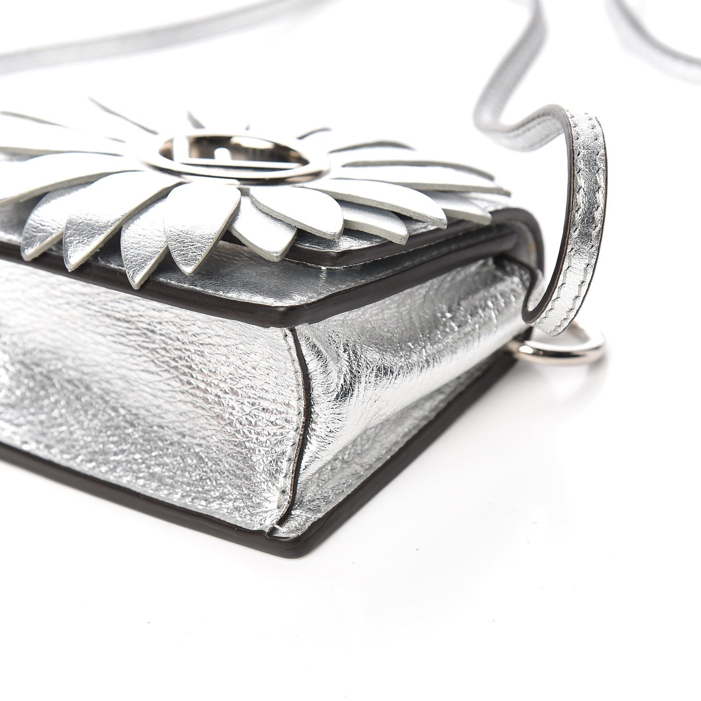 Vitello Catalan Mirror F is Fendi Flower Micro Kan I Shoulder Bag Silver