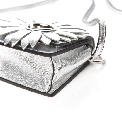 Fendi Vitello Catalan Mirror F is Fendi Flower Micro Kan I Shoulder Bag Silver 9 of 11