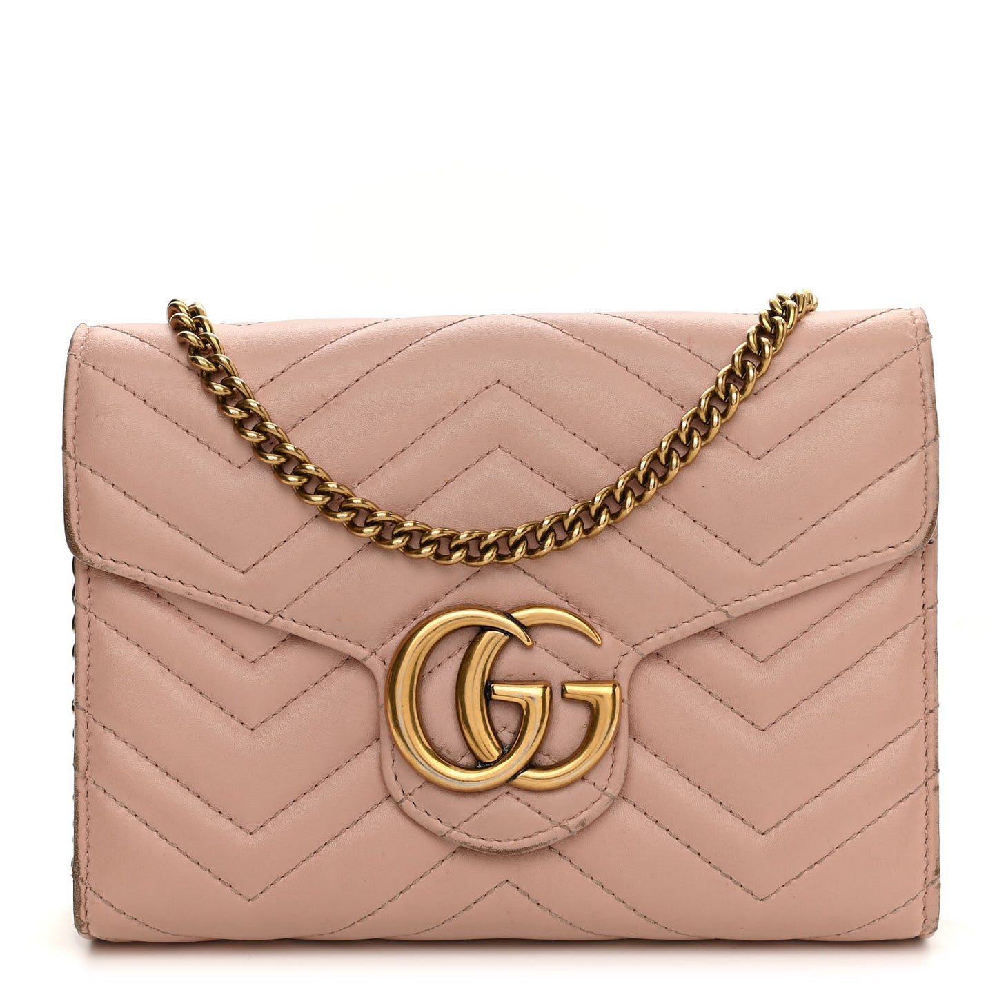Calfskin Matelasse GG Marmont Chain Wallet Perfect Pink