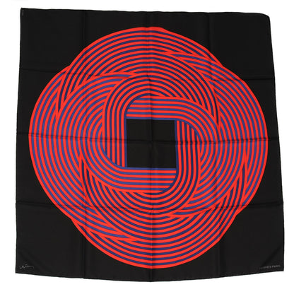 Hermes Silk Maillons De Joel Stein Scarf 90 Noir Rouge Marine 1 of 5