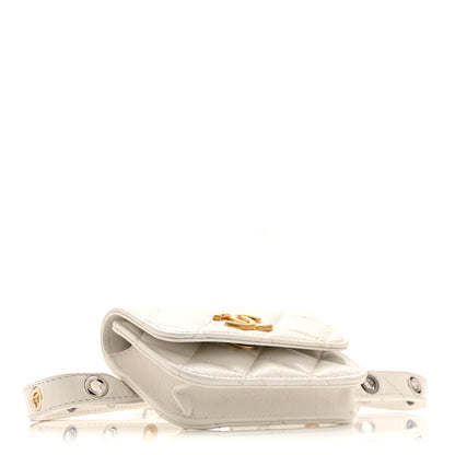 Chanel Goatskin Quilted Punk Essentials Chain Mini Flap Belt Bag White 4 of 12