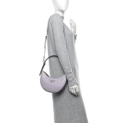 Prada Soft Calfskin Arque Shoulder Bag Glicine 2 of 10