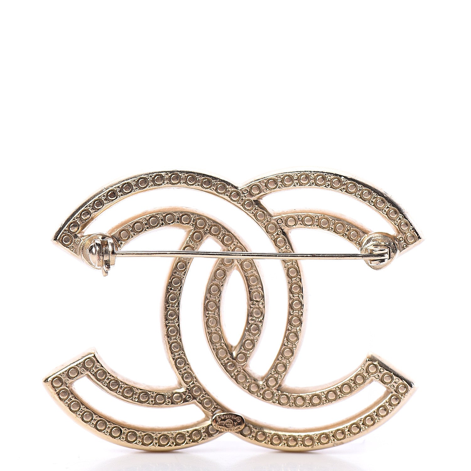 Chanel Crystal CC Brooch Light Gold 2 of 3