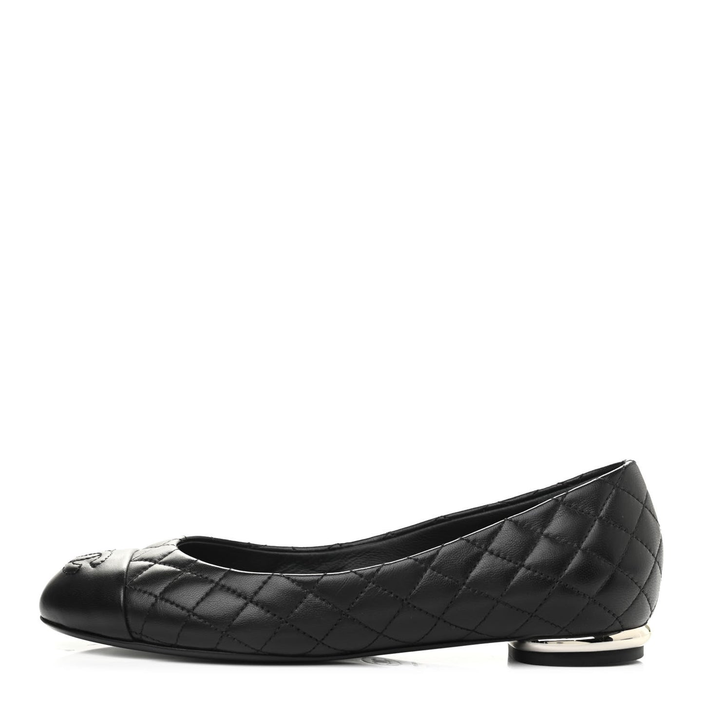Lambskin Quilted CC Cap Toe Ballerina Flats 39 Black 35 Black