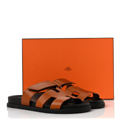 Hermes Epsom Womens Chypre Sandals 37 Natural 9 of 9