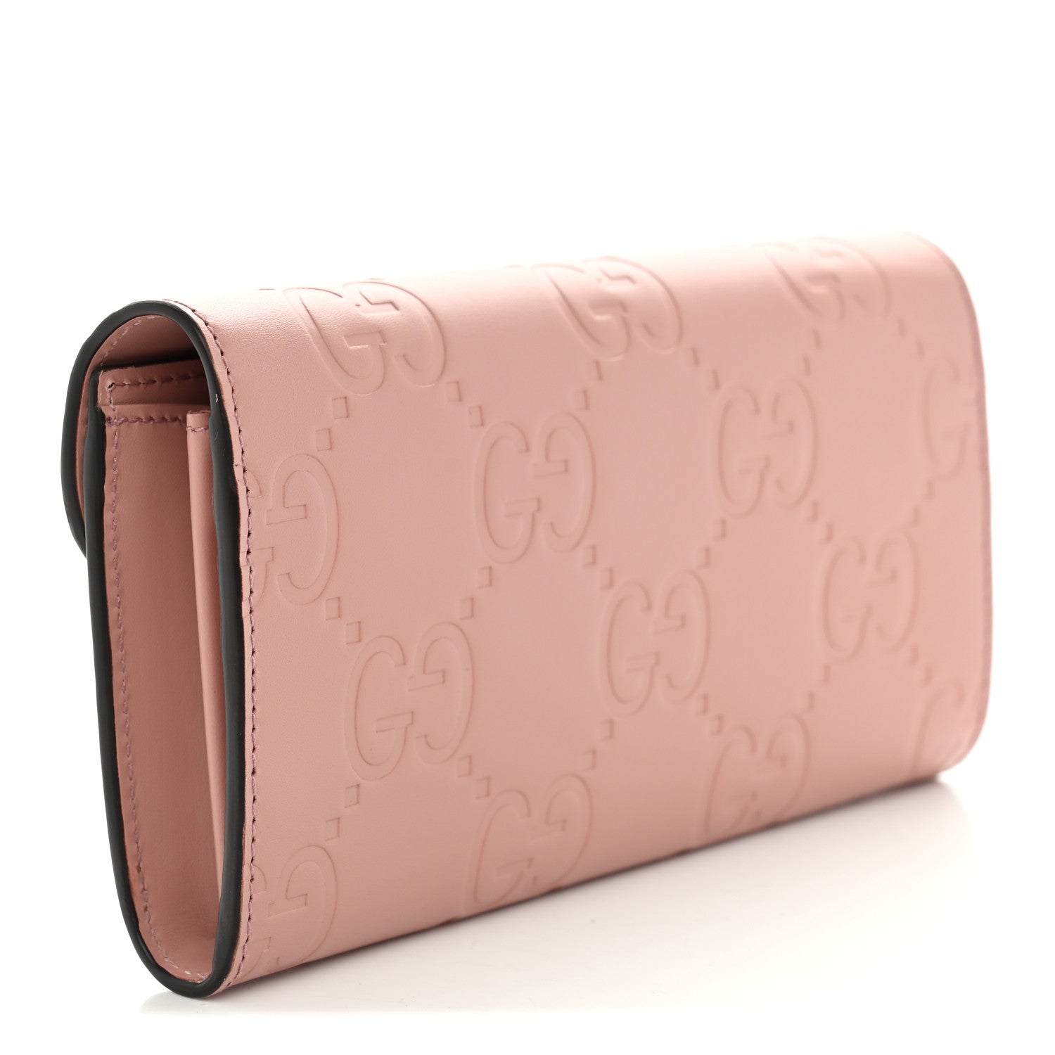 Gucci Calfskin GG Embossed Continental Wallet Porcelain Rose 3 of 8