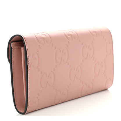 Gucci Calfskin GG Embossed Continental Wallet Porcelain Rose 3 of 8