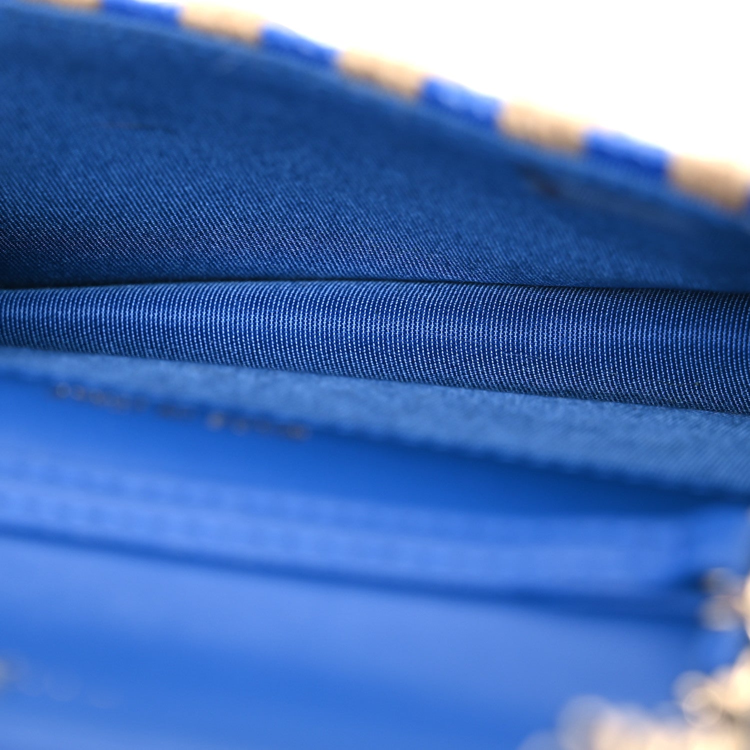 Chanel Raffia Jute Striped Belt Bag Blue Beige 5 of 14