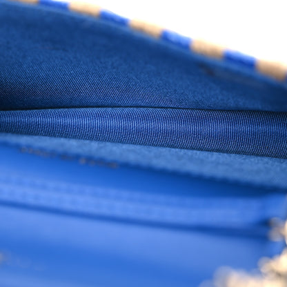 Chanel Raffia Jute Striped Belt Bag Blue Beige 5 of 14
