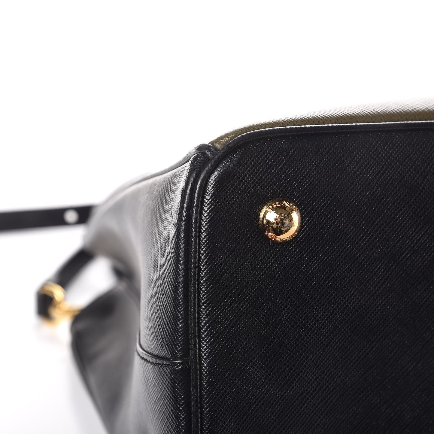 Saffiano Lux Bi-Color Medium Tote Militare Black