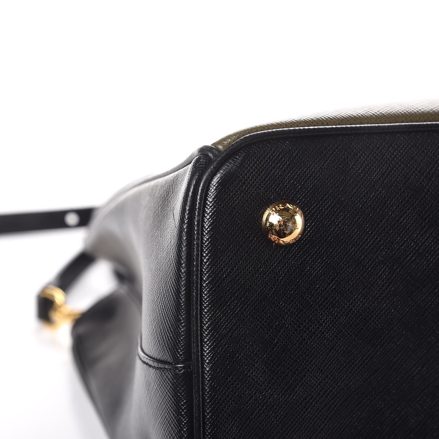 Prada Saffiano Lux Bi-Color Medium Tote Militare Black 12 of 13
