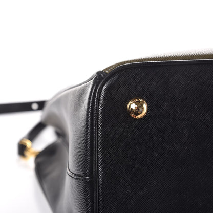 Prada Saffiano Lux Bi-Color Medium Tote Militare Black 12 of 13