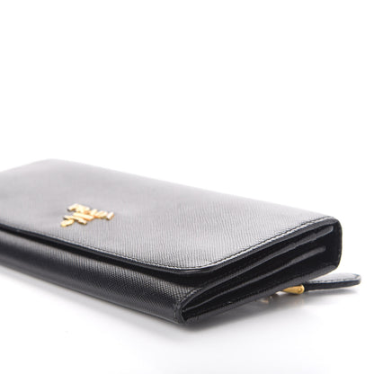Prada Saffiano Metal Continental Flap Wallet Black 6 of 10
