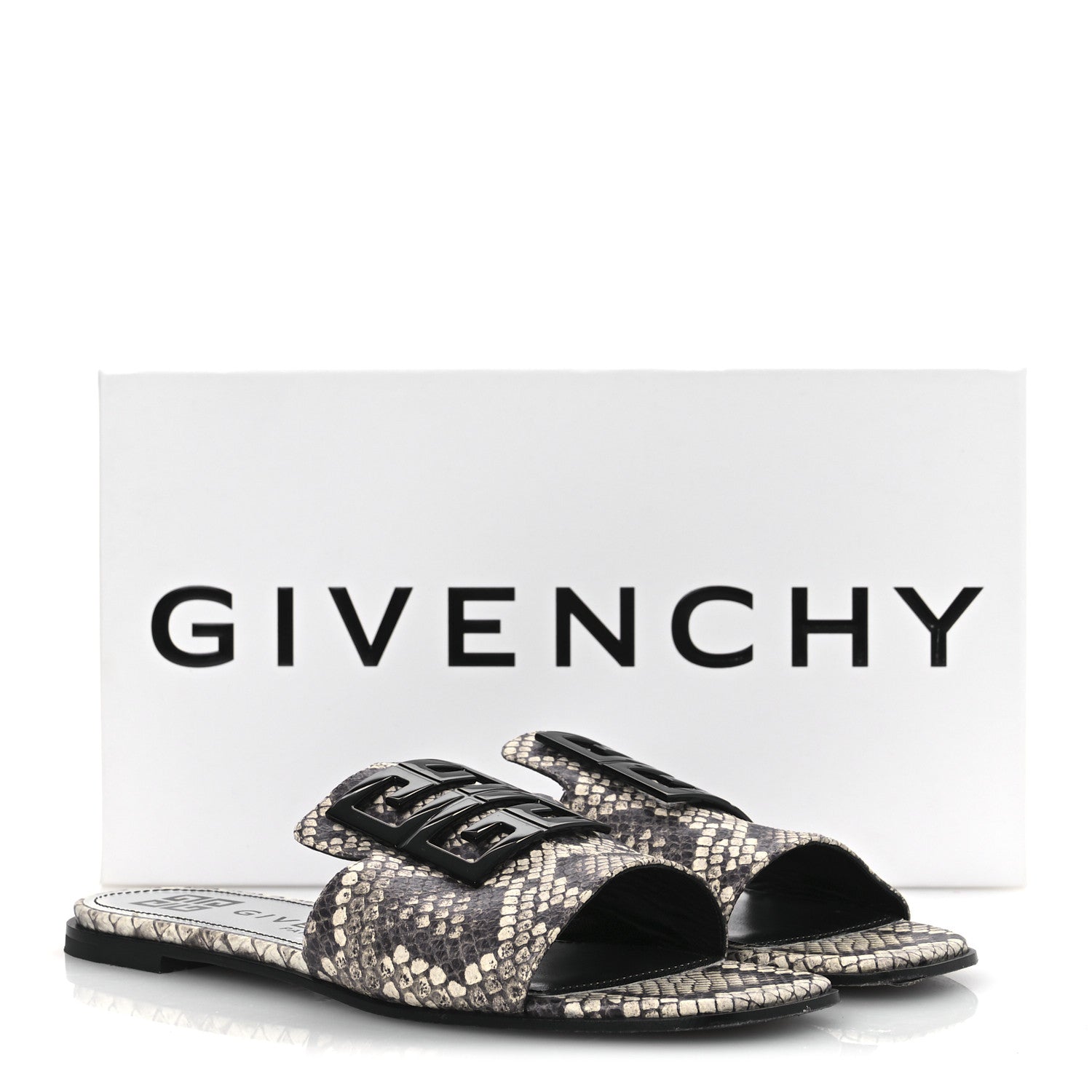Givenchy Calfskin Snakeskin Print 4G Flat Sandals 38.5 Stone Grey 13 of 13