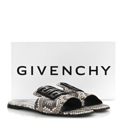 Givenchy Calfskin Snakeskin Print 4G Flat Sandals 38.5 Stone Grey 13 of 13