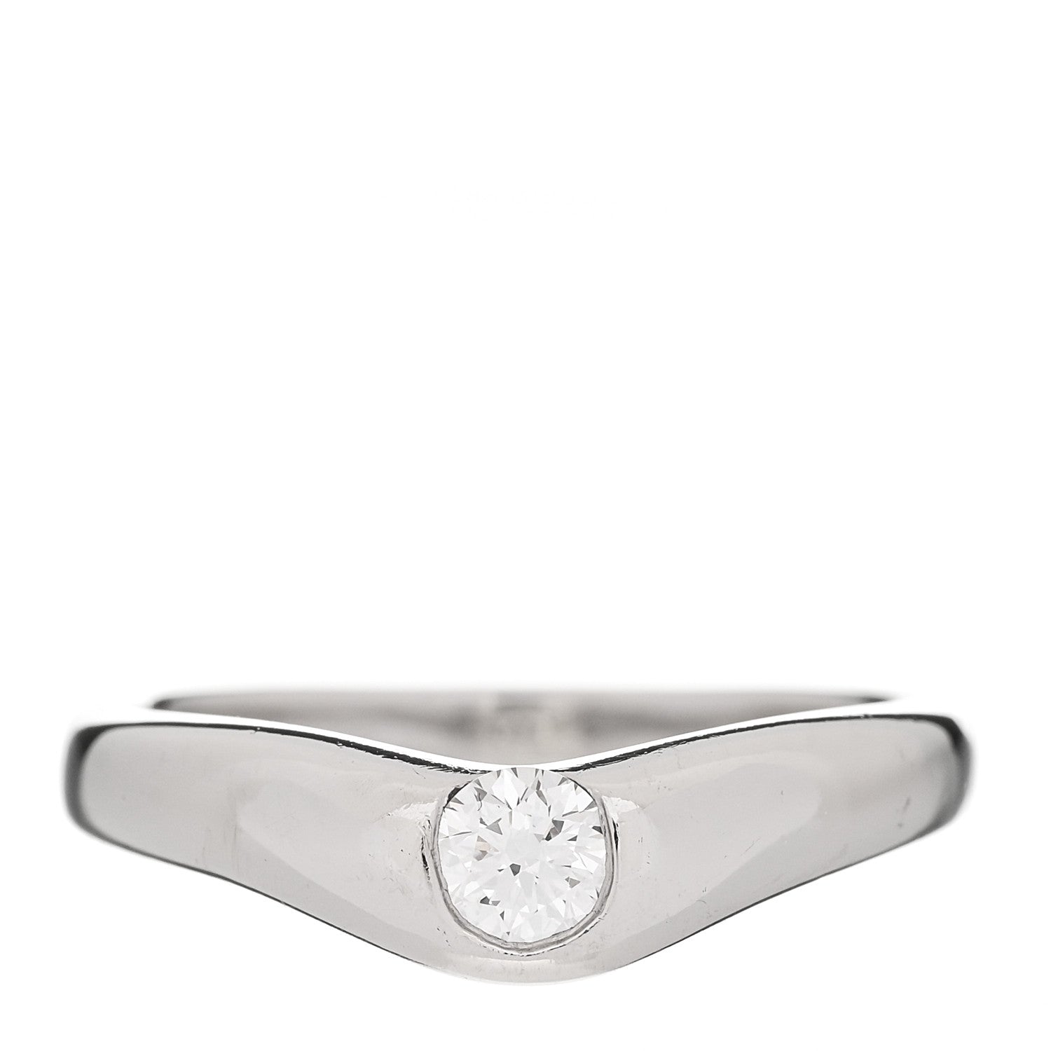 Tiffany Platinum Diamond Elsa Peretti Curved Band Ring 52 6 1 of 7
