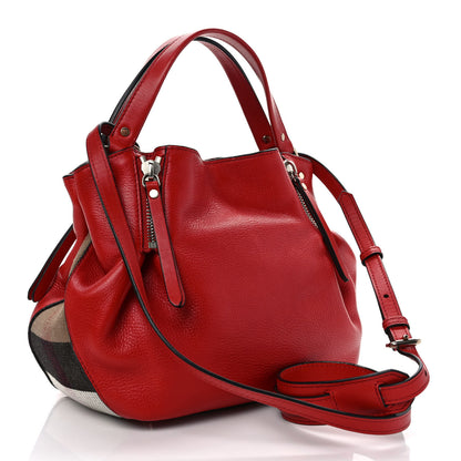 Burberry Grainy Calfskin House Check Small Maidstone Red 3 of 10