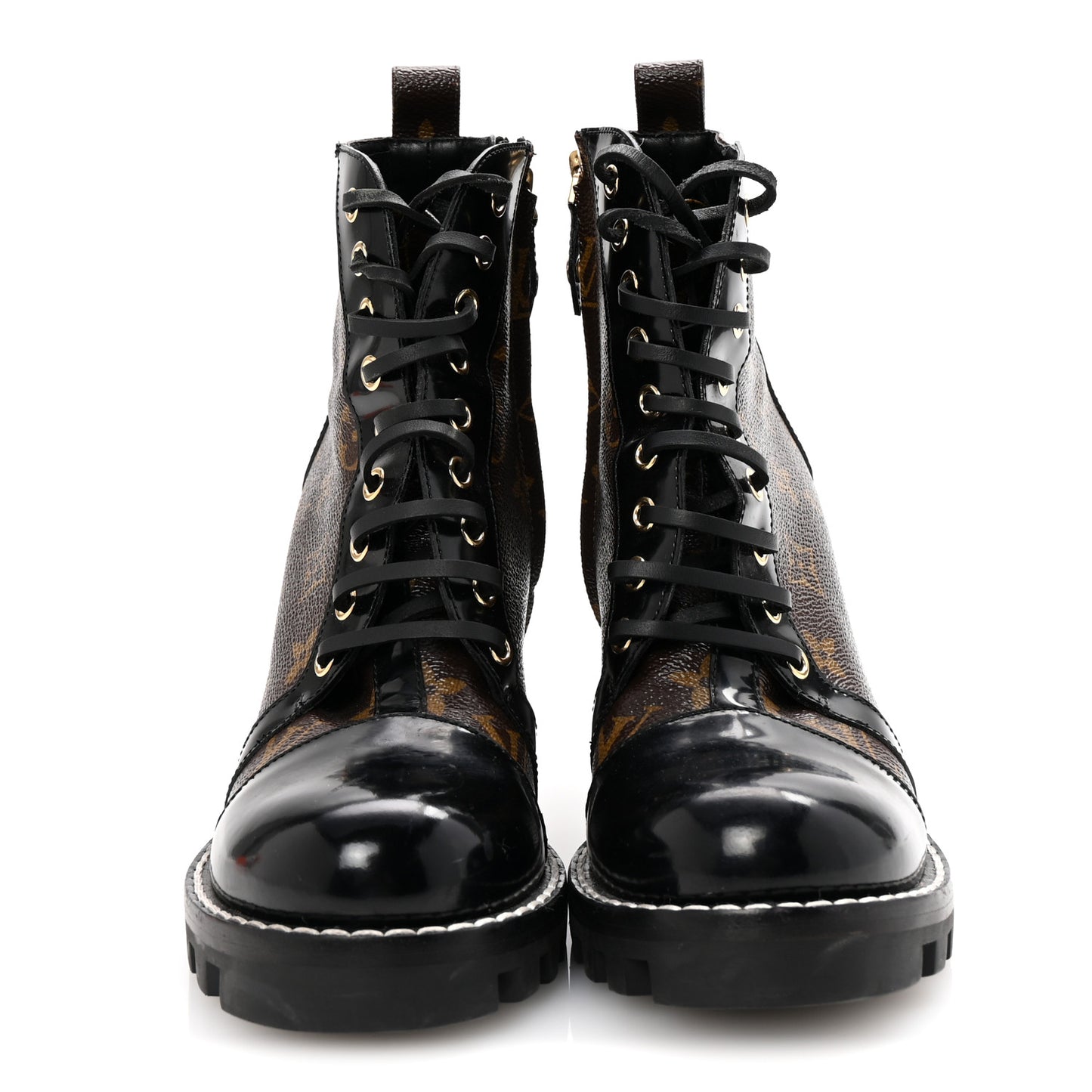 Patent Calfskin Monogram Star Trail Ankle Boots 38.5 Black