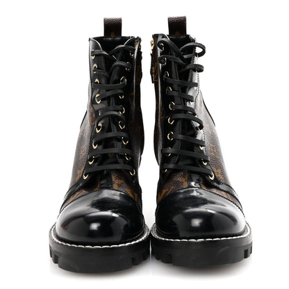 Louis Vuitton Patent Calfskin Monogram Star Trail Ankle Boots 38.5 Black 3 of 8