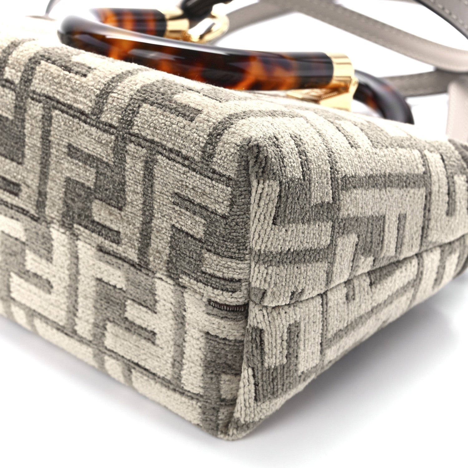 Fendi Chenille Vitello King Plexiglass FF Mini By The Way Top Handle Boston Bag Tortora Nuvola 12 of 12