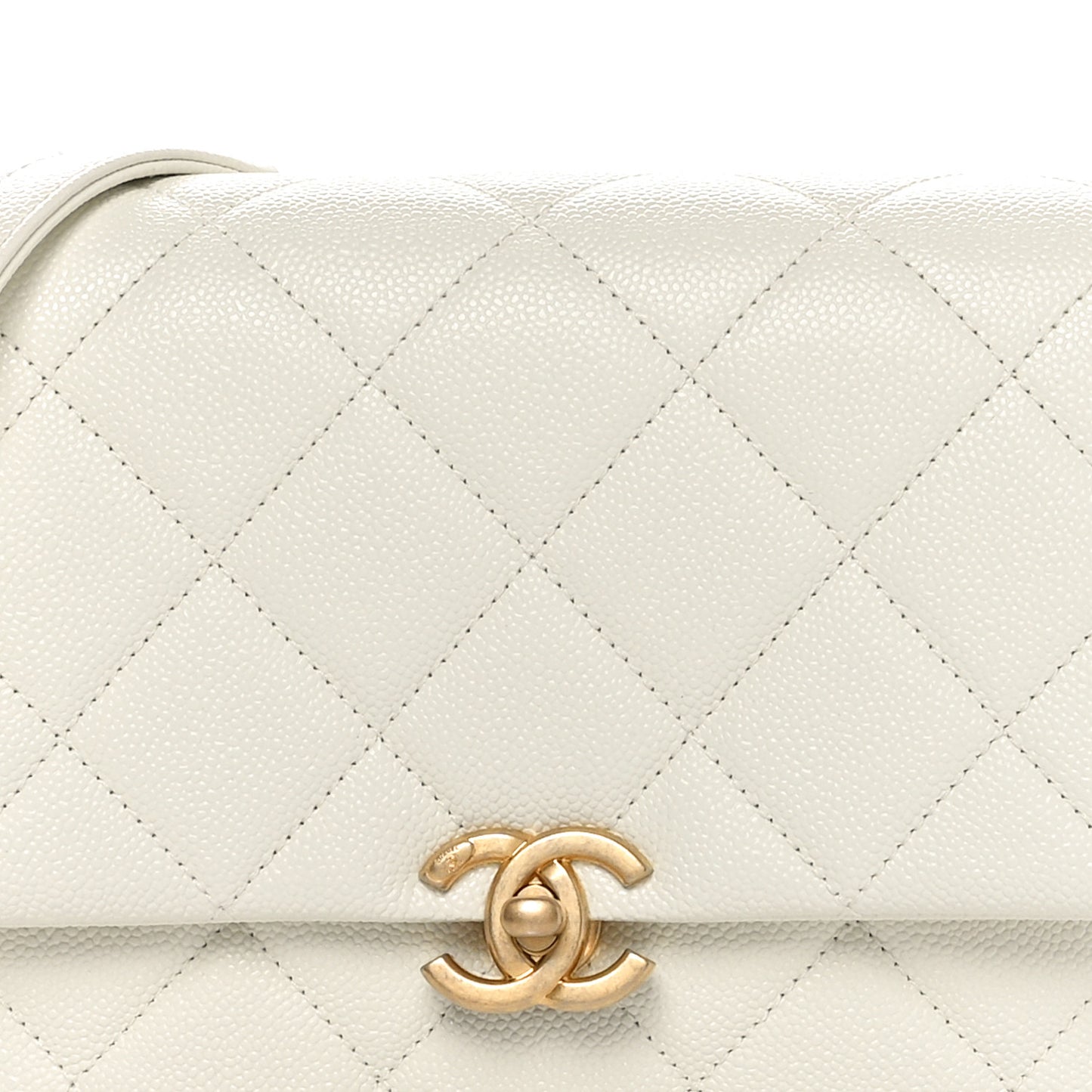 Shiny Caviar Quilted Small Chain Melody Flap White