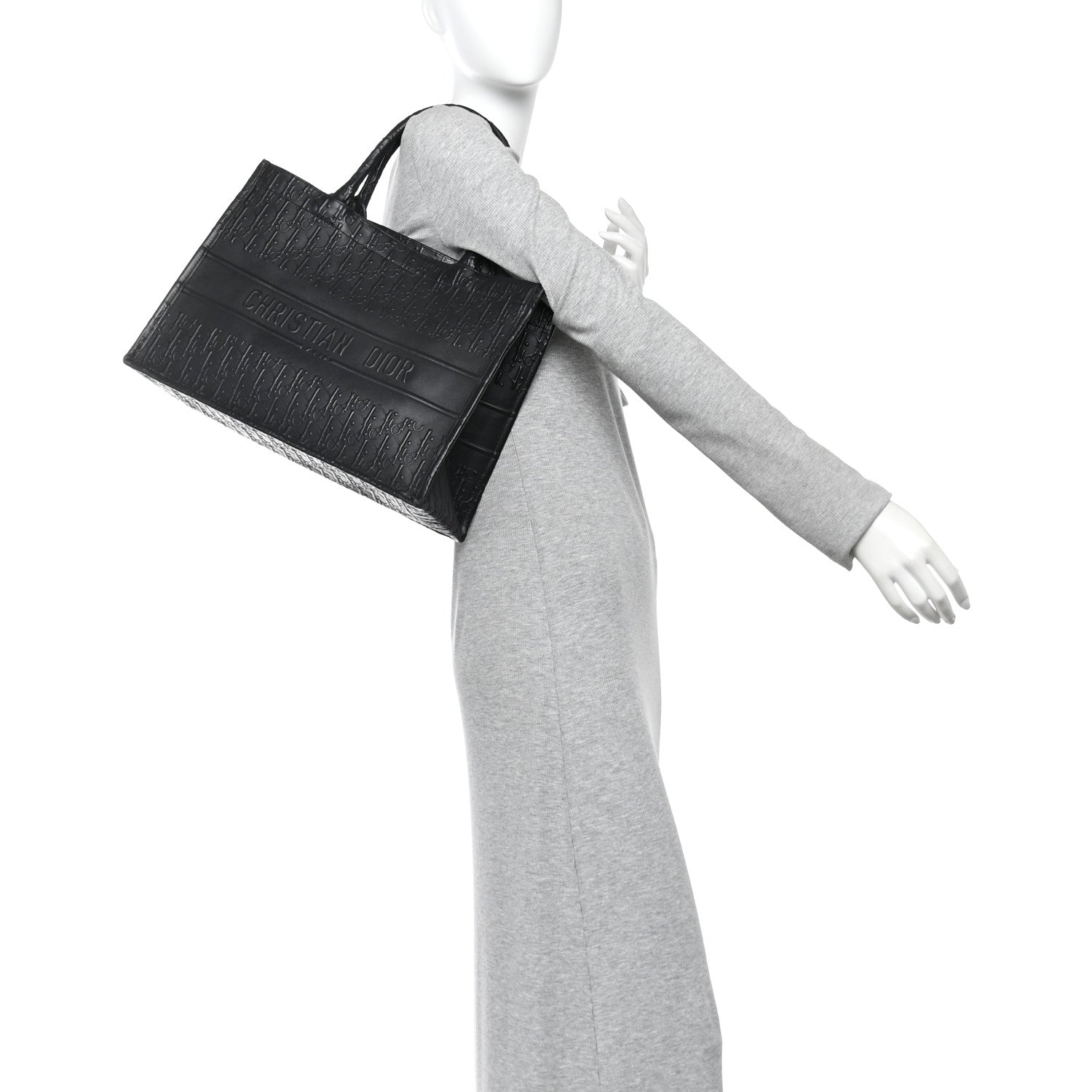 Christian Dior Oblique Calfskin Embossed Medium Book Tote Black 2 of 11