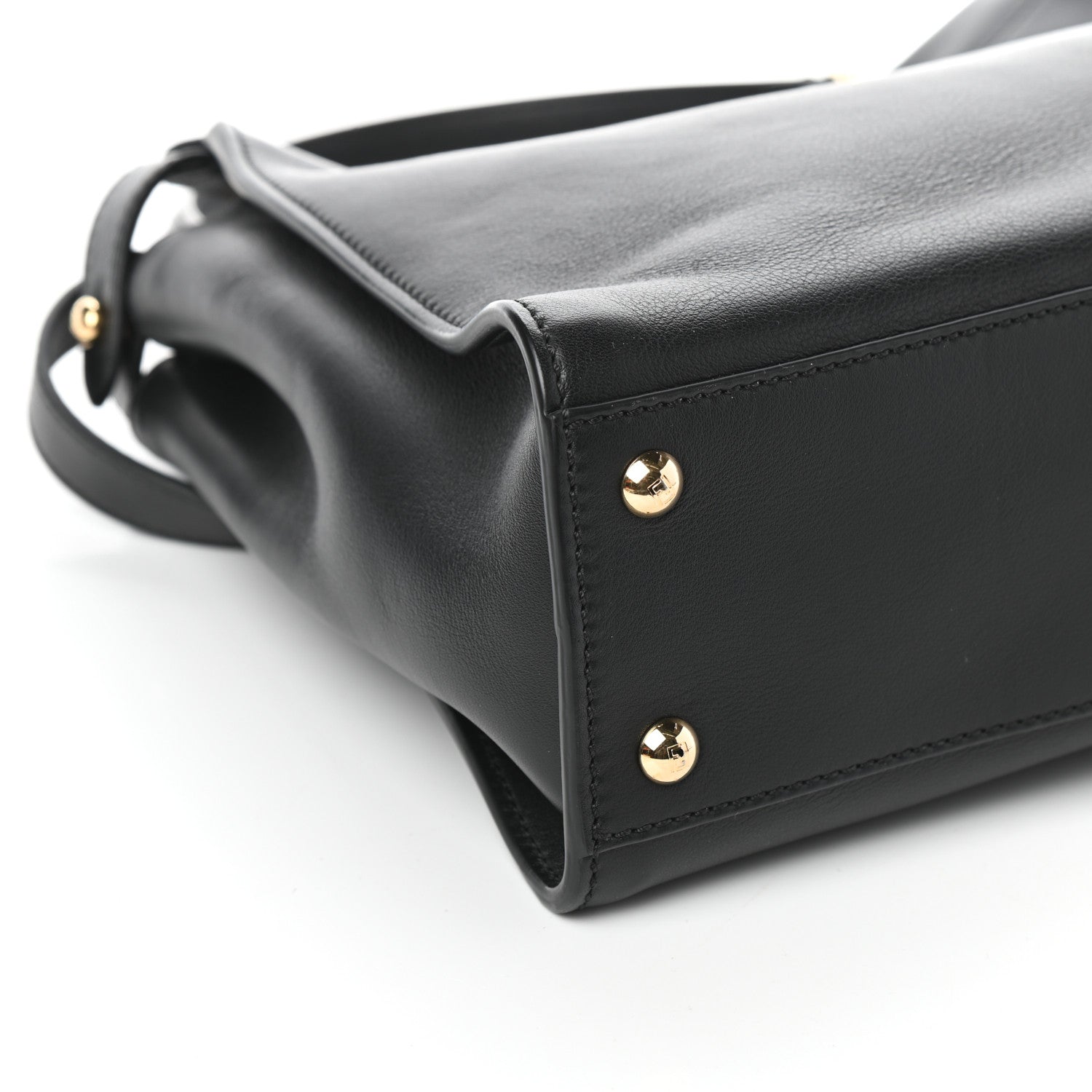 Fendi Vitello Seta Shiny Nappa Medium Peekaboo Iconic Satchel Black 9 of 10