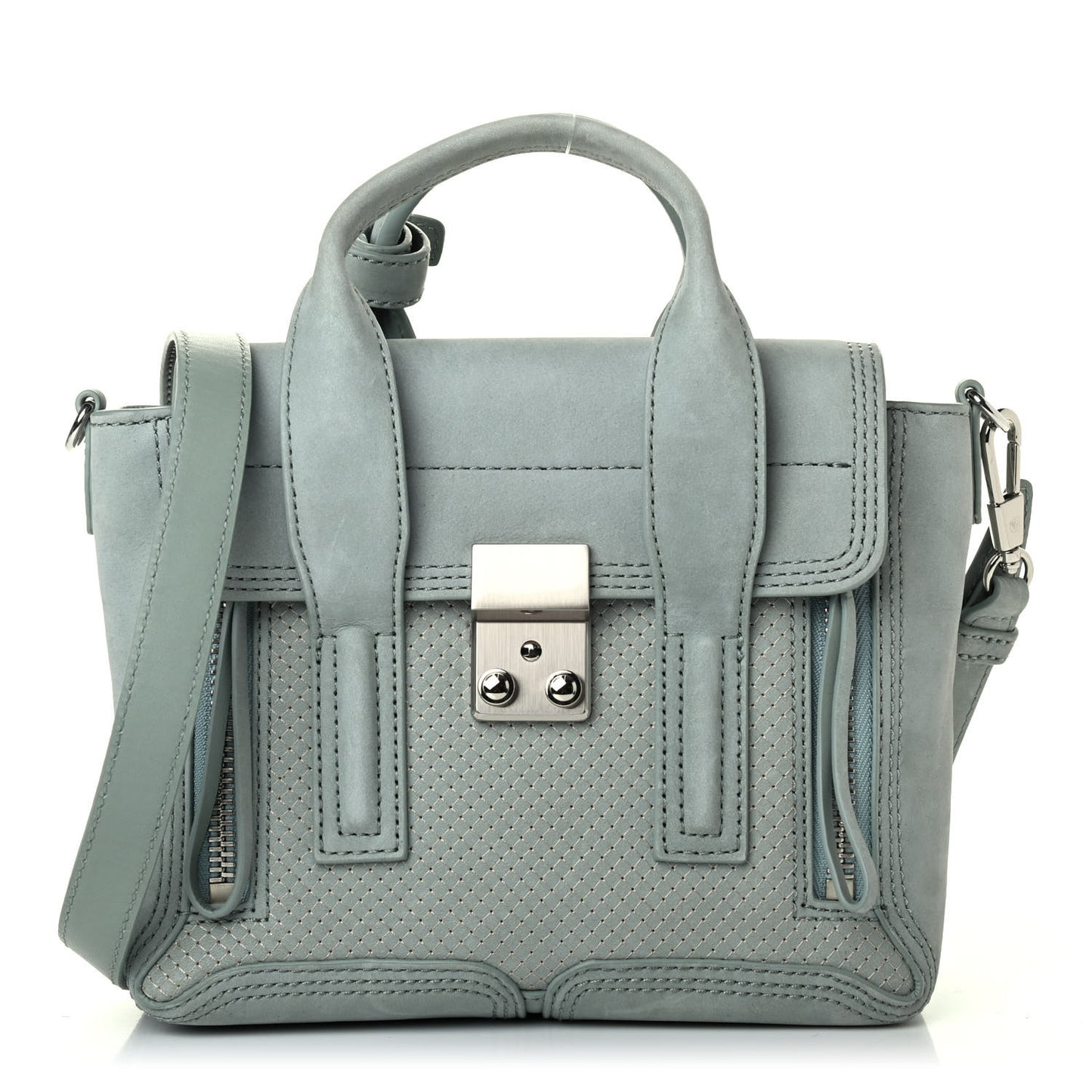 Suede Perforated Mini Pashli Satchel Blue