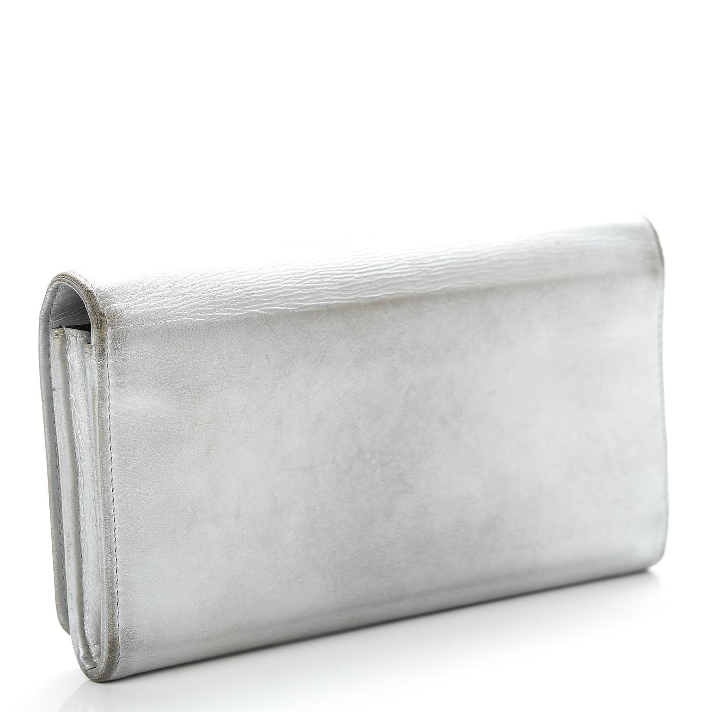 Lambskin Large CC Flap Wallet Silver
