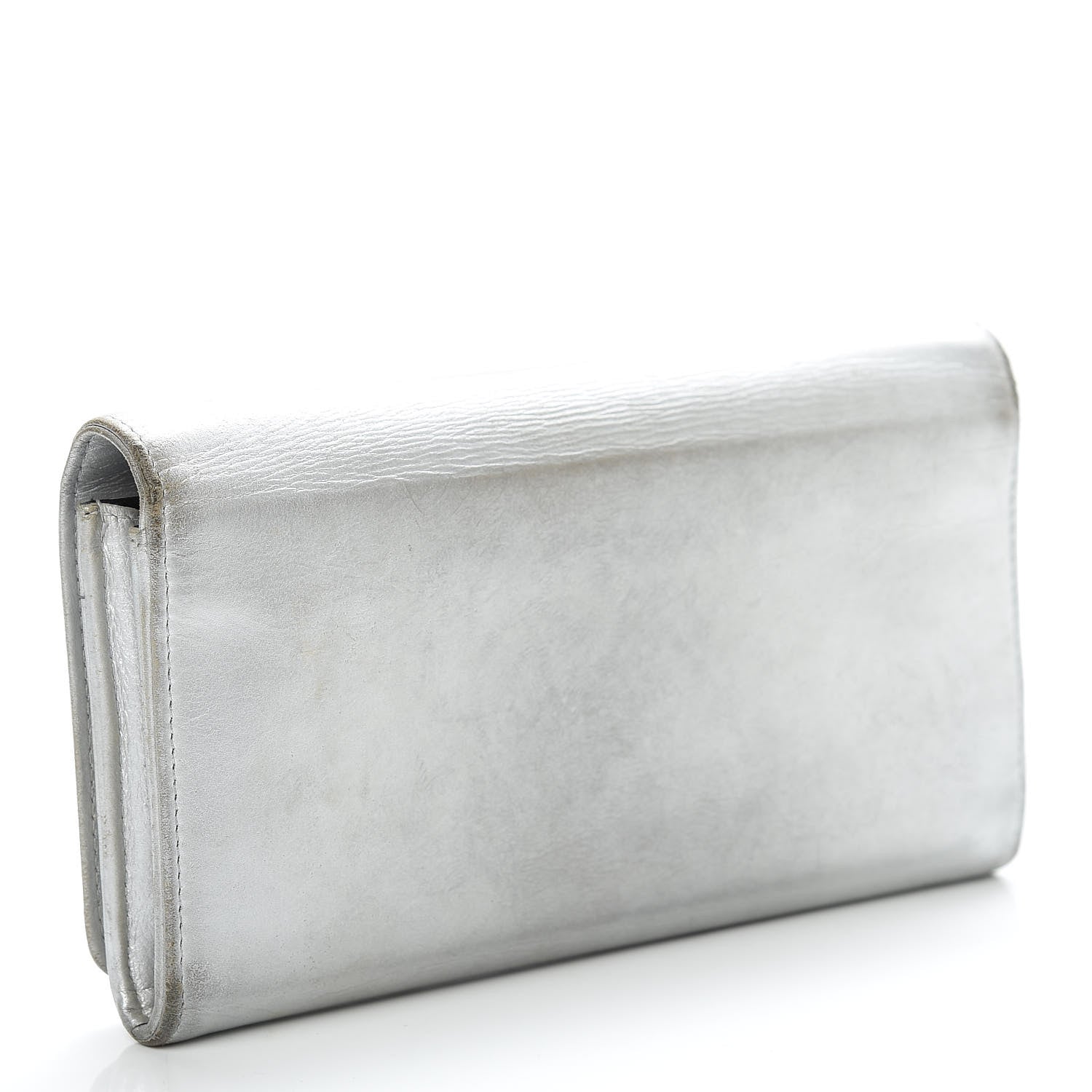 Chanel Lambskin Large CC Flap Wallet Silver 3 of 22