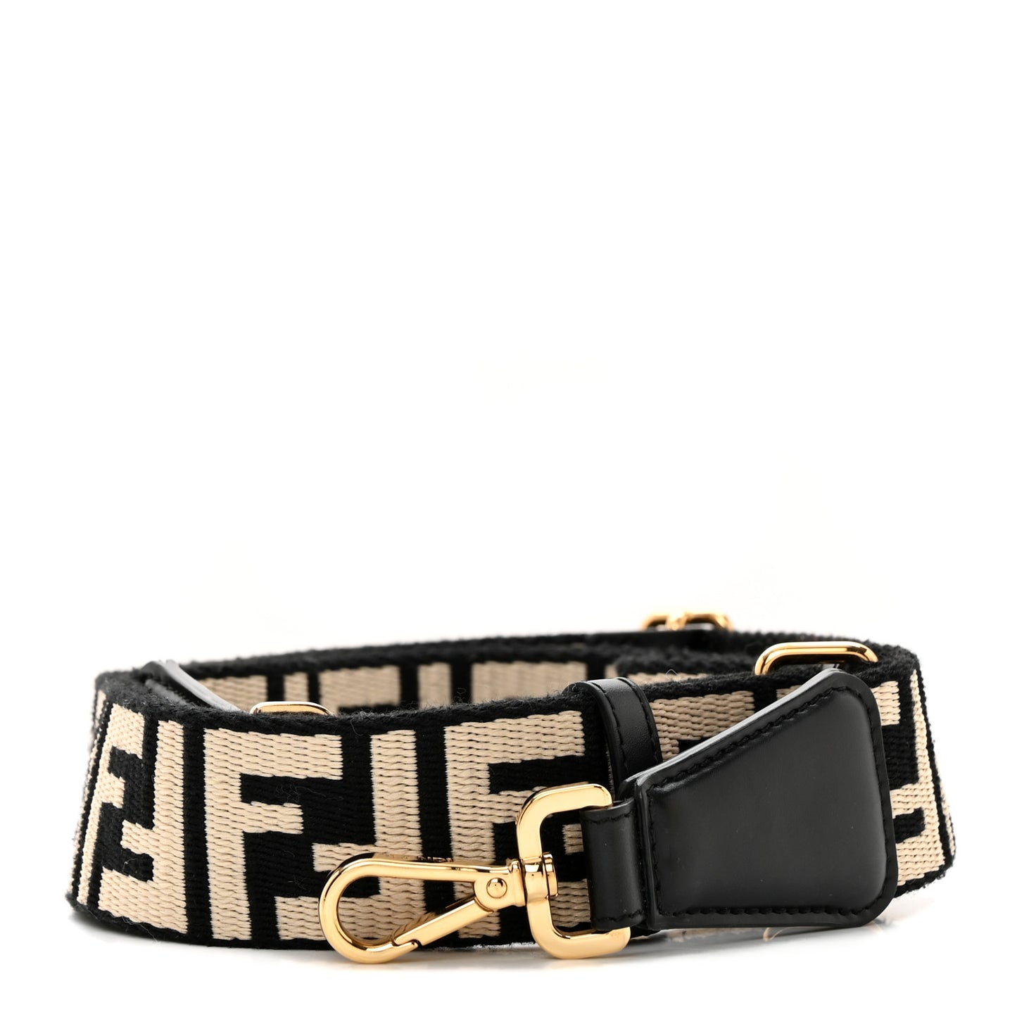 Jacquard Ribbon Vitello King FF Bi-Color Intreccio Adjustable Strap You Black White