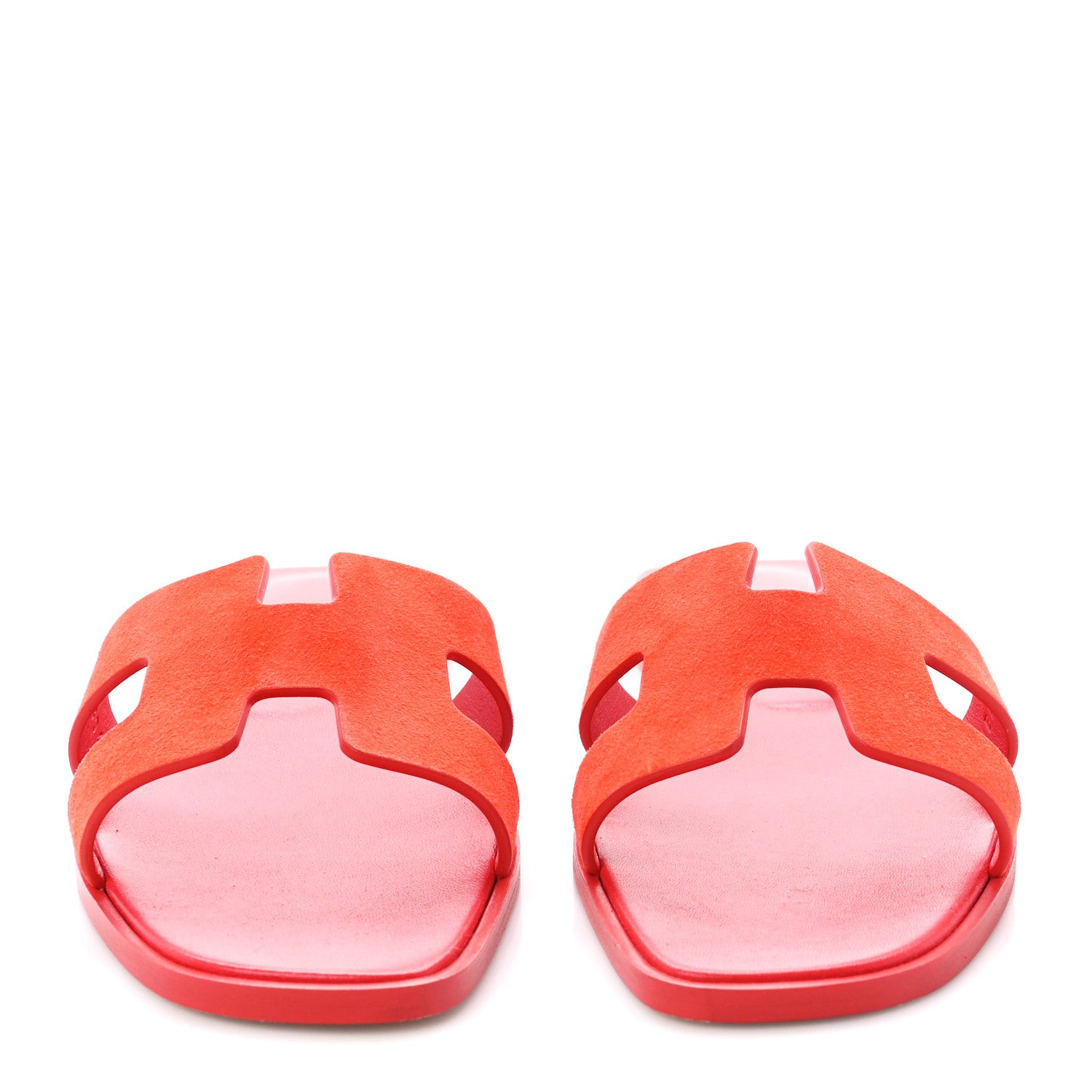 Hermes Suede Goatskin Oran Sandals 38.5 38.5 Rouge Vif 2 of 9